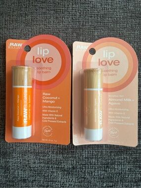 Raw Sugar Lip Love Soothing Lip Balm Duo- Coconut + Mango and Almond Milk Agave